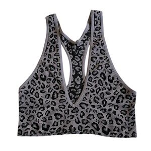 Intimately by Free People Gray and Black Leopard Print Tank Top Bra M/L